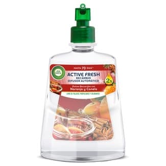 Ambientador automático difusor Active Fresh Naranja y Canela con aceites esenciales recambio -