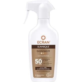 Sunnique bronce+ leche protectora solar vitEox 80 SPF-50 pistola 270 ml resistente al agua -