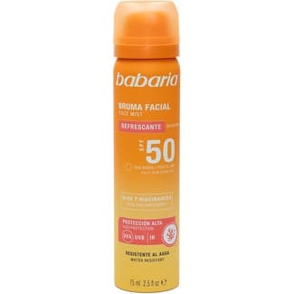 Bruma facial refrescante SPF-50 uso diario protección alta spray 75 ml resistente al agua -
