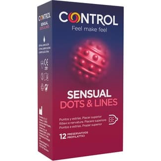Preservativos Sensual Dots & Lines con puntos y estrías caja 12 unidades -