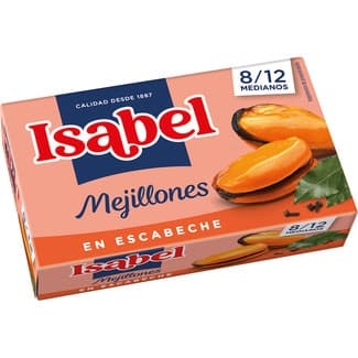 Mejillones en escabeche 8-12 piezas lata 69 g neto escurrido -