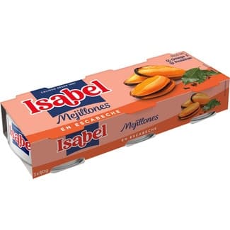 Mejillones en escabeche pack 3 lata 43 g neto escurrido -