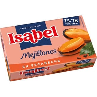 Mejillones en escabeche 13-18 piezas lata 69 g neto escurrido -