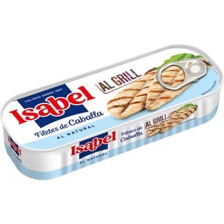 Filetes de caballa al natural al grill lata 120 g neto escurrido -