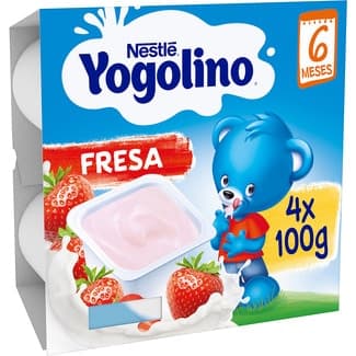 Postre lácteo de fresa sin gluten desde 6 meses pack 4 tarrinas 100 g -