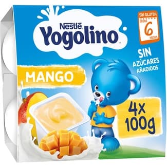 Postre lácteo con mango sin gluten y sin azúcares añadidos desde 6 meses pack 4 tarrinas 100 g -