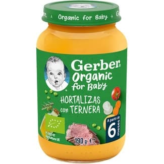 Tarrito de hortalizas con ternera ecológico a partir de 6 meses envase 190 g -