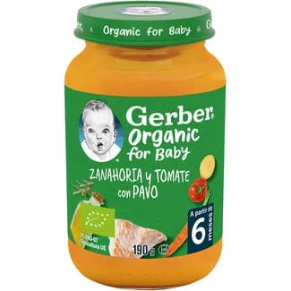 Tarrito de zanahoria y tomate con pavo ecológico desde 6 meses envase 190 g -