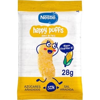 Happy Puffs snacks de maíz sin sal y sin azúcares añadidos bolsa 28 g -