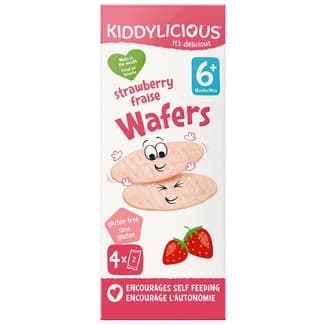 Wafers con sabor a fresa sin gluten desde 6 meses 4 bolsitas de 4g estuche 16 g -