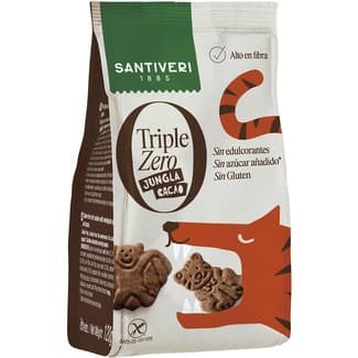 Galletas Triple Zero Jungla con cacao sin gluten, azúcar añadido ni edulcorantes envase 120 g -