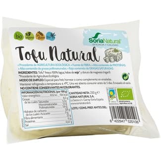 Tofu natural ecológico y sin gluten envase 250 g -