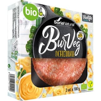 Bio BurgVeg hamburguesa estilo cheddar ecológica y vegana con aceite de oliva virgen extra unidades 100 g -