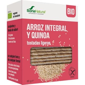 Tostadas ligeras de arroz integral y quinoa ecológicas y sin gluten envase 100 g -