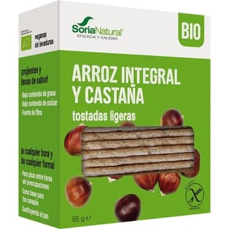 Tostadas ligeras de arroz integral y castaña ecológicas y sin gluten envase 95 g -