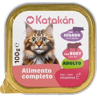 Comida húmeda para gatos adultos con buey e hígado tarrina 100 g -