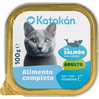 Comida húmeda para gatos adultos con salmón tarrina 100 g -