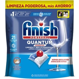 Detergente lavavajillas Powerball Quantum Essential All in 1 bolsa 21 cápsulas -
