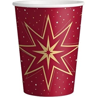 Vaso cartón rojo Feliz Navidad 270 cc pack 6 unidades -