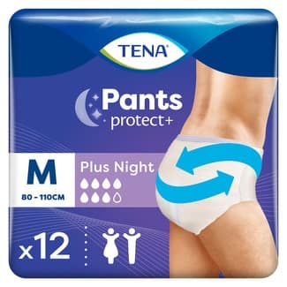 Pants braguita de incontinencia unisex absorción plus night talla M 80 - 110 cm bolsa 12 unidades -