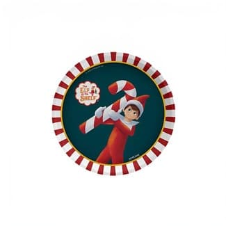 Plato cartón llano Naavidad redondo postre The Elf On Ther Shelf 17 cm paquete 6 unidades -
