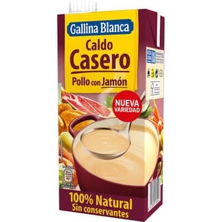 Caldo casero de pollo con jamón bajo en grasa sin gluten brik 1 l -