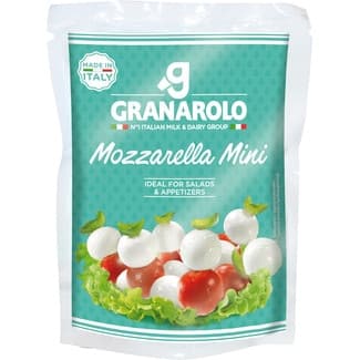 Mozzarella italiana mini ideal para ensaladas y aperitivos bolsa 125 g neto escurrido -