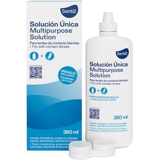 Solución única para lentes de contacto blandas con regalo de portalentes bote 360 ml -