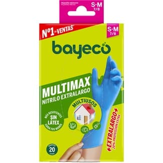 Guantes de nitrilo extralargo Multimax talla S-M estuche 20 unidades -