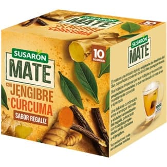 Mate con jengibre y cúrcuma sabor regaliz caja 10 sobres -
