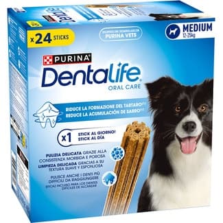 Snack dental para perros adultos tamaño mediano 24 unidades 28 g -