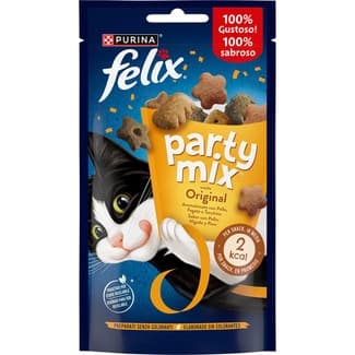 Party Mix snacks para gatos con sabor a pollo, hígado y pavo paquete 60 g -