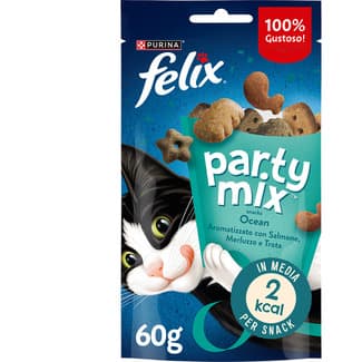 Party Mix snacks para gatos con sabor a salmón, pescado blanco y trucha paquete 60 g -