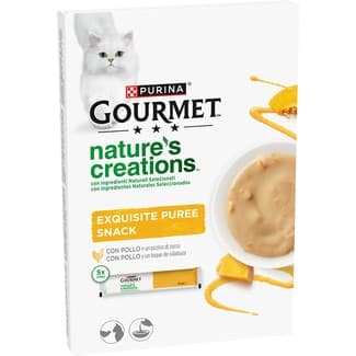 Nature's Creations snacks para gatos adultos Exquisite Puree con pollo 5 envase 10 g -