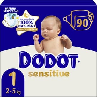 Sensitive pañales recién nacido de 2 a 5 kg talla 1 caja 90 unidades -