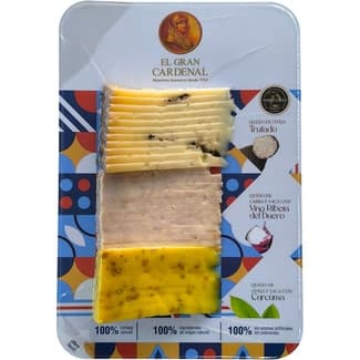 Tabla de quesos oveja trufado, mezcla con vino Ribera del Duero y mezcla con cúrcuma envase 300 g -
