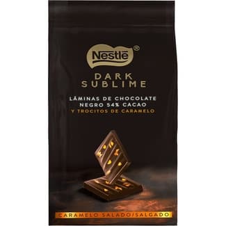 Láminas de chocolate negro con caramelo salado estuche 150 g -