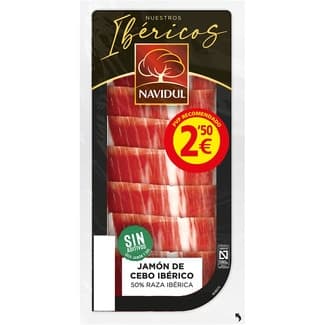 Jamón de cebo ibérico 50% raza ibérica en lonchas sin gluten sin lactosa envase 40 g -