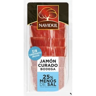 Jamón curado 25% menos de sal en lonchas sin gluten sin lactosa envase 45 g -