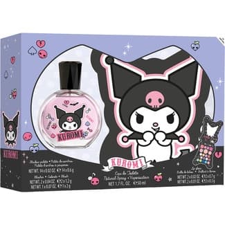 Estuche Kuromi con paleta de sombras + eau de toilette + brillo de labios -