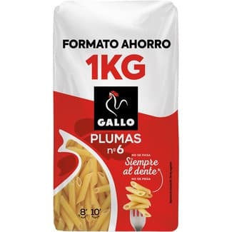Macarrones plumas N.6 formato ahorro paquete 1 kg -