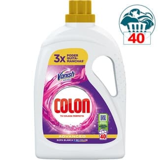 Detergente líquido Vanish 3x poder quitamanchas Advanced botella 40 dosis ropa blanca y de color -