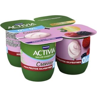 Zero bífidus cremoso sabor frutos silvestres desnatado 0% m.g sin azúcares añadidos pack 4 unidades 115 g -