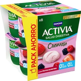 Zero bífidus cremoso sabor frutos silvestres desnatado 0% m.g 0% azúcares añadidos pack 8 unidades 115 g pack ahorro -