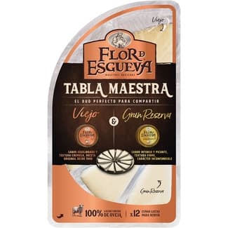 Tabla de queso con queso viejo y queso sabor intenso y picante envase 150 g 12 cuñas listas para servir -