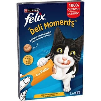 Snack cremoso para gatos adultos Deli Moments pollo x 4 envase 10 g -