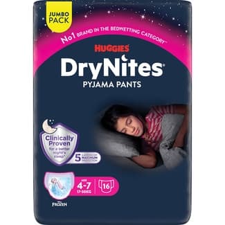 Braguitas de noche absorbentes para niñas 4-7 años 17-30 kg bolsa 16 unidades -