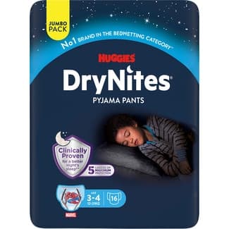 Calzoncillos de noche absorbentes para niños 3-4 años 12-21 kg bolsa 16 unidades -