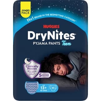Calzoncillos de noche absorbentes para niños +13 años 48-60 kg bolsa 11 unidades -
