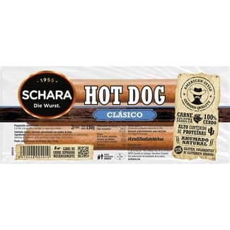 Salchichas carne selecta Hot Dog clásico 100% cerdo sin gluten 3 piezas envase 150 g -